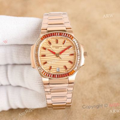 AAA Grade Patek Philippe Nautilus Rose Gold Diamond Bezel Super Clone Watch